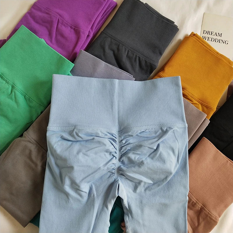 Seamless Sport Yoga High Waist Pants Leggings Sport See Through Yoga Gym Running Quick Dry Pants Scrunch Butt Pants